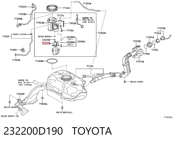 Pompa paliwa elektryczna zanurzeniowa 232200D190 Toyota