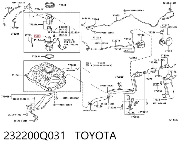 Element-turbina pompy paliwa 232200Q031 Toyota