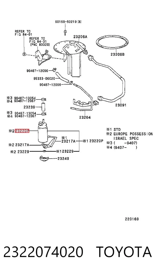 Element-turbina pompy paliwa 2322074020 Toyota