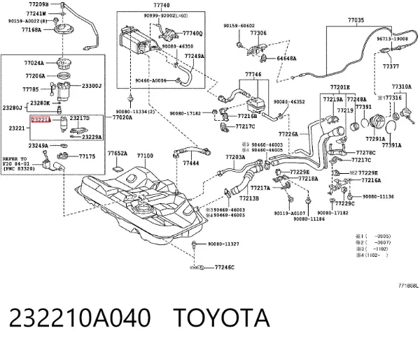 Pompa paliwa elektryczna zanurzeniowa 232210A040 Toyota