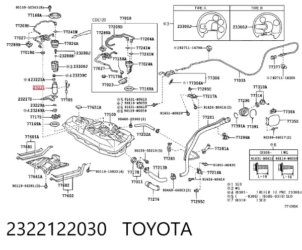 Element-turbina pompy paliwa 2322122030 Toyota