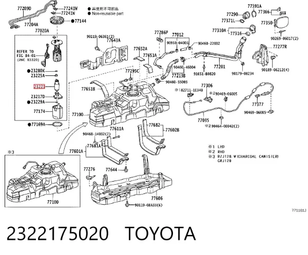 Element-turbina pompy paliwa 2322175020 Toyota