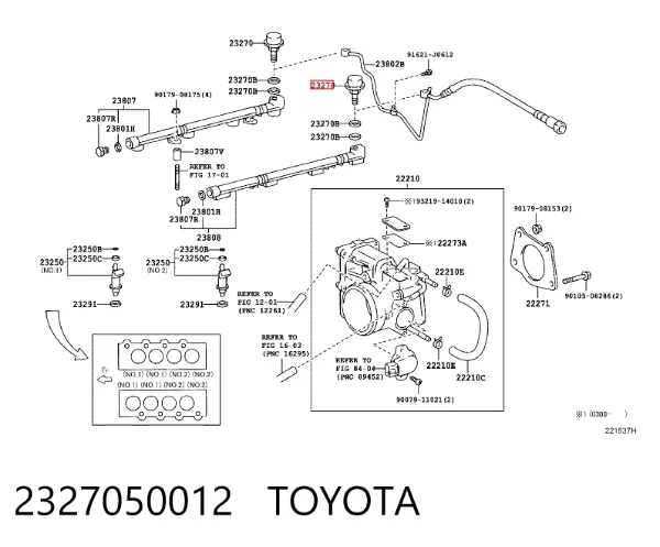Regulator ciśnienia paliwa w listwie paliwowej 2327050012 Toyota