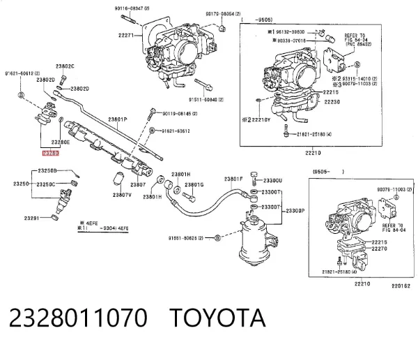 Regulator ciśnienia paliwa w listwie paliwowej Toyota Corolla E11