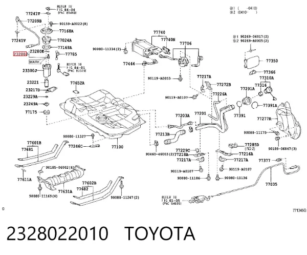 Regulator ciśnienia paliwa modułu pompy paliwa w zbiorniku 2328022010 Toyota