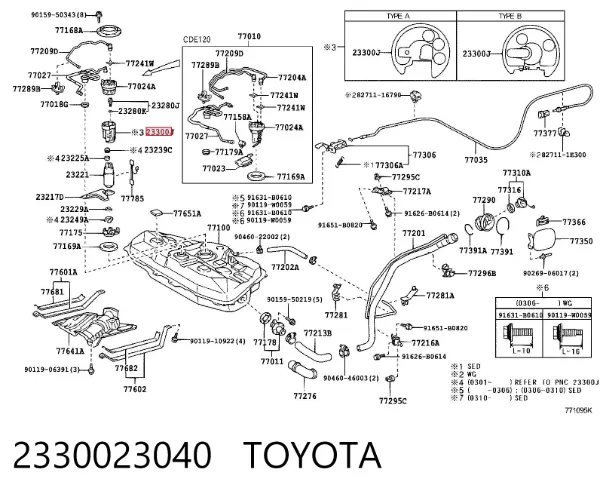 Filtr paliwa 2330023040 Toyota