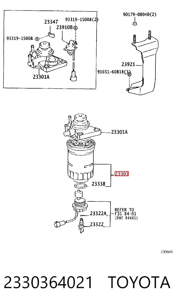 Filtr paliwa 2330364021 Toyota