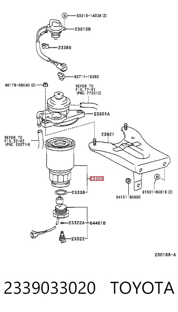 Filtr paliwa 2339033020 Toyota