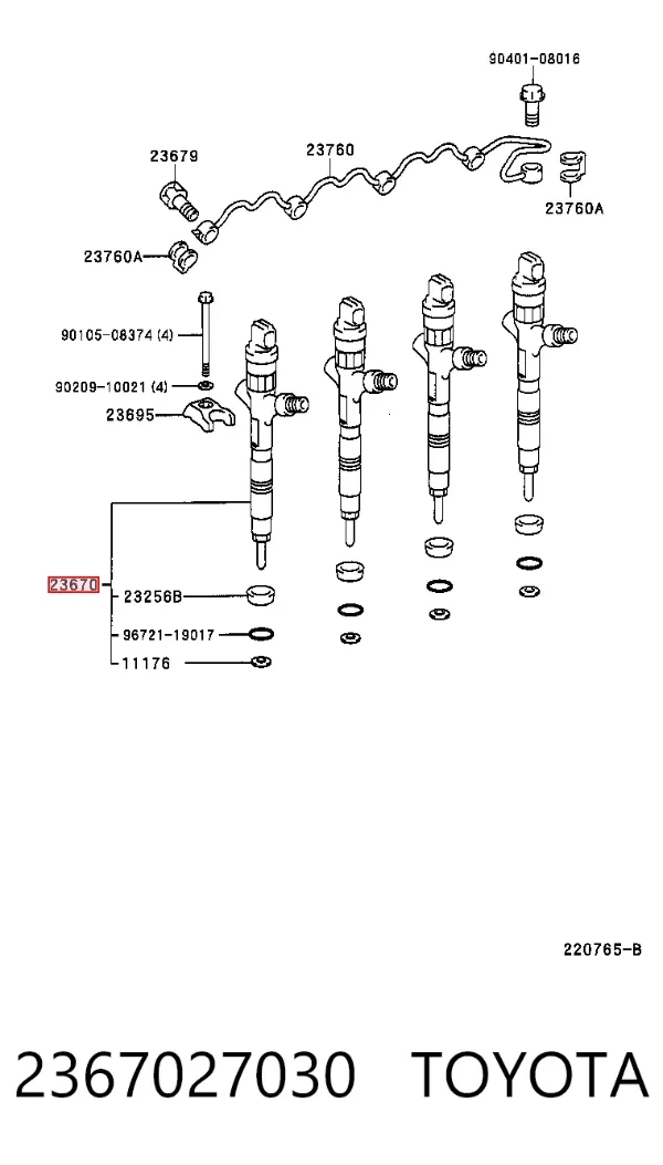 Wtryskiwacz paliwa 2367027030 Toyota