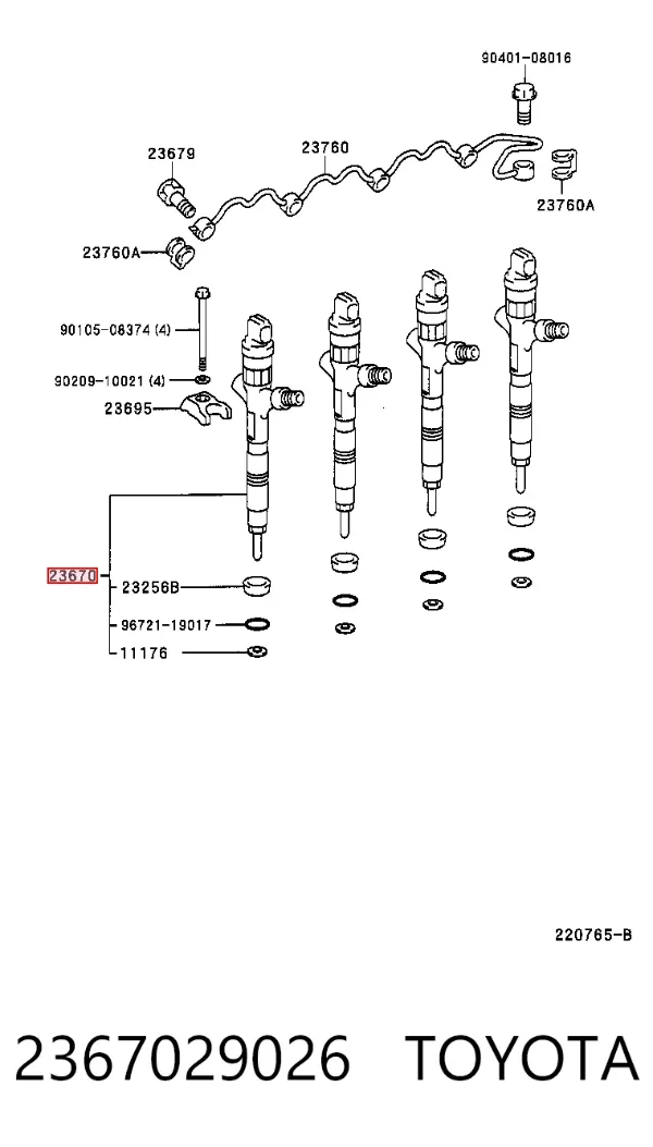 Wtryskiwacz paliwa 2367029026 Toyota