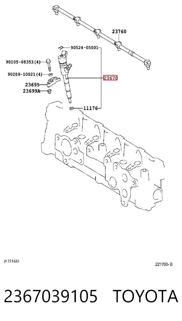 Wtryskiwacz paliwa 2367039105 Toyota