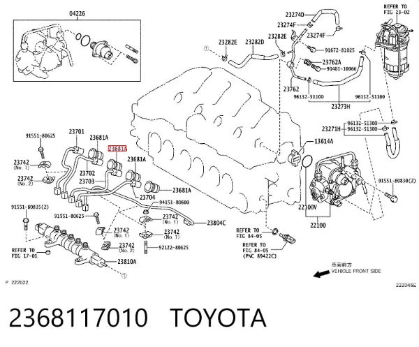 Pierścień uszczelniający wtryskiwacza 2368117010 Toyota
