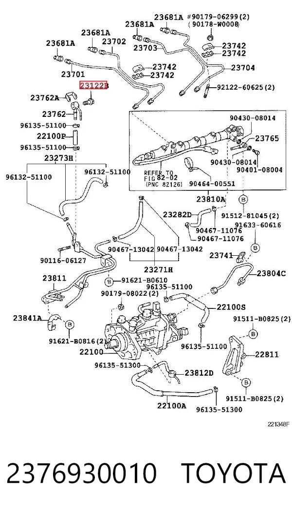 Regulator ciśnienia paliwa w listwie paliwowej 2376930010 Toyota