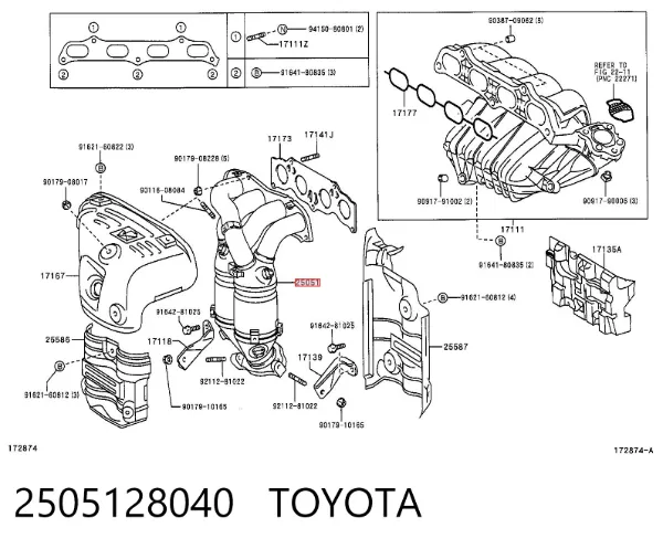 Konwerter-katalizator 2505128040 Toyota