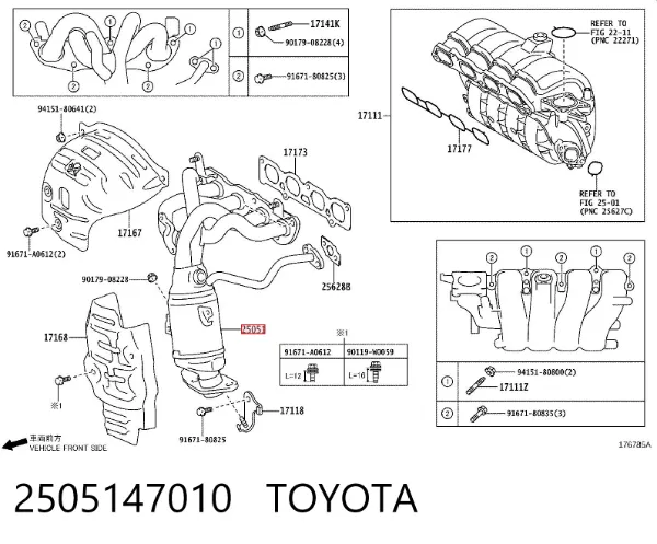 Konwerter-katalizator 2505147010 Toyota