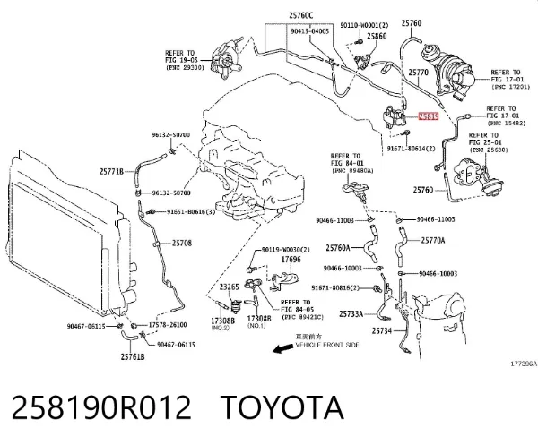 Przetwornik ciśnienia (solenoid) doładowania 258190R012 Toyota
