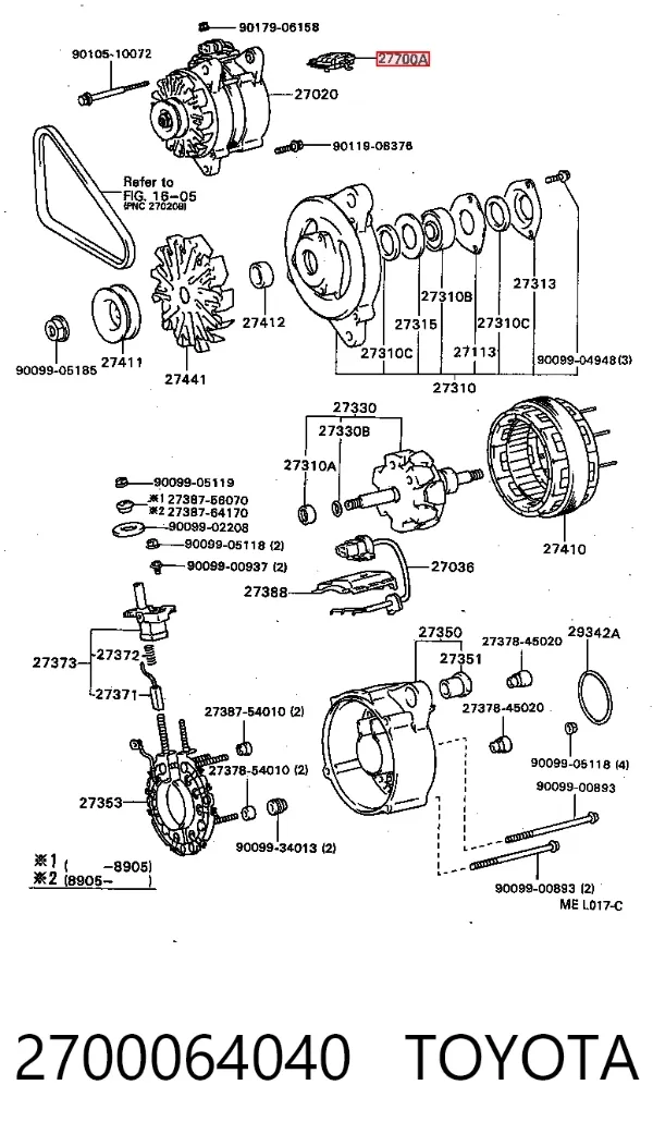 Regulator alternatora (przekaźnik ładowania) 2700064040 Toyota