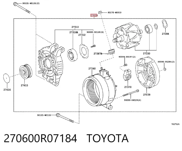 Alternator 270600R07184 Toyota