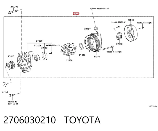 Alternator 2706030210 Toyota