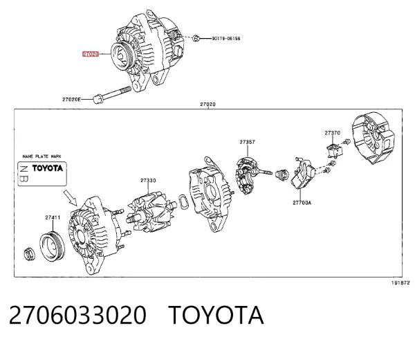 Alternator 2706033020 Toyota