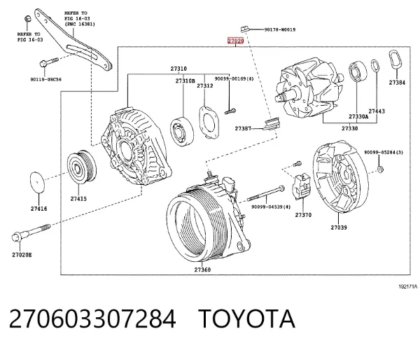 Alternator 270603307284 Toyota