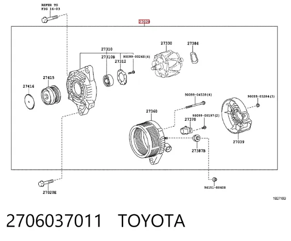Alternator 2706037011 Toyota