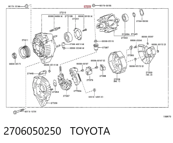 Alternator 2706050250 Toyota