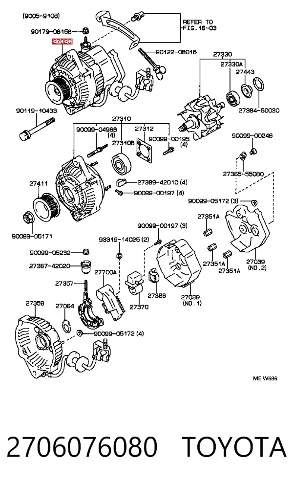 Alternator 2706076080 Toyota