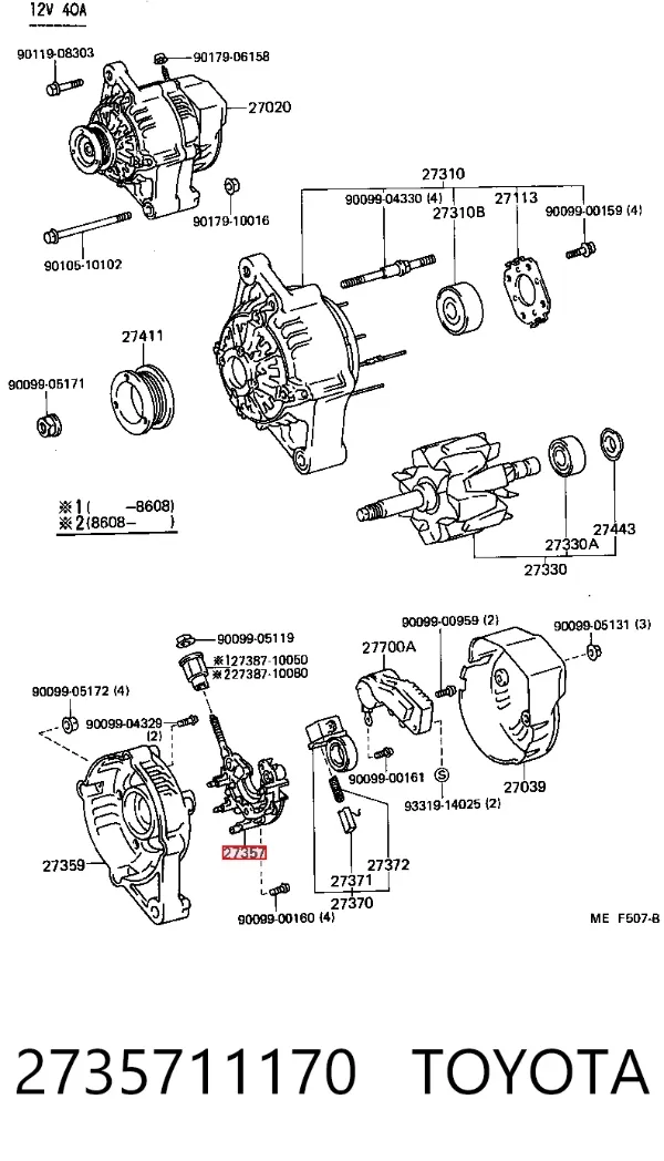 Mostek prostowniczy alternatora = Moster diodowy alternatora 2735711170 Toyota