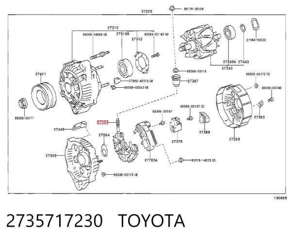 Mostek prostowniczy alternatora = Moster diodowy alternatora 2735717230 Toyota