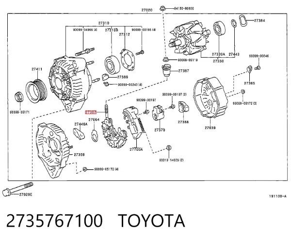 Mostek prostowniczy alternatora = Moster diodowy alternatora 2735767100 Toyota
