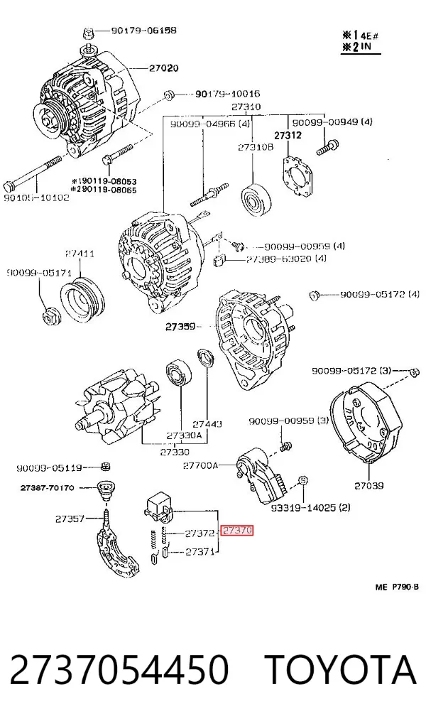 Uchwyt szczotki alternatora 2737054450 Toyota
