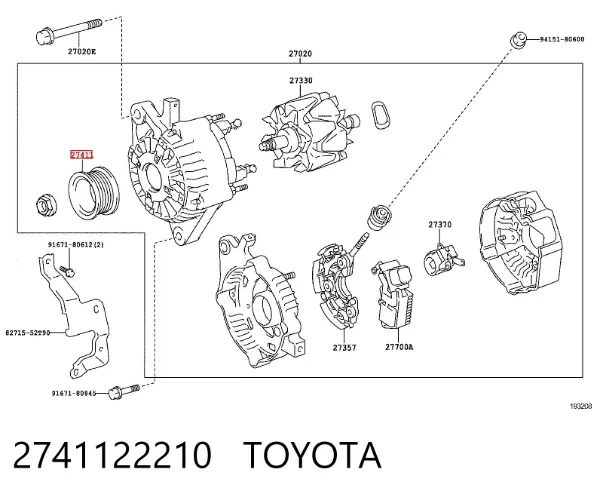 Koło pasowe alternatora 2741122210 Toyota