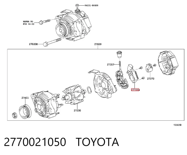 Regulator alternatora (przekaźnik ładowania) 2770021050 Toyota