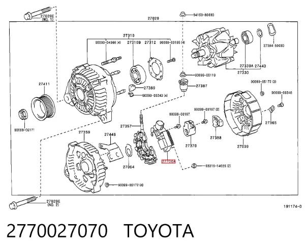 Regulator alternatora (przekaźnik ładowania) 2770027070 Toyota