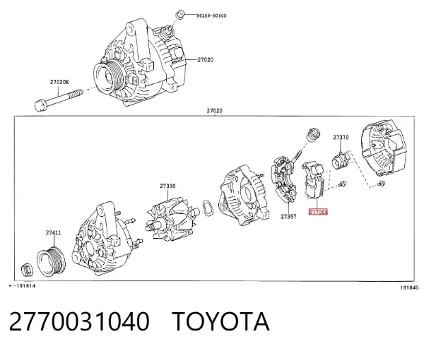 Regulator alternatora (przekaźnik ładowania) 2770031040 Toyota