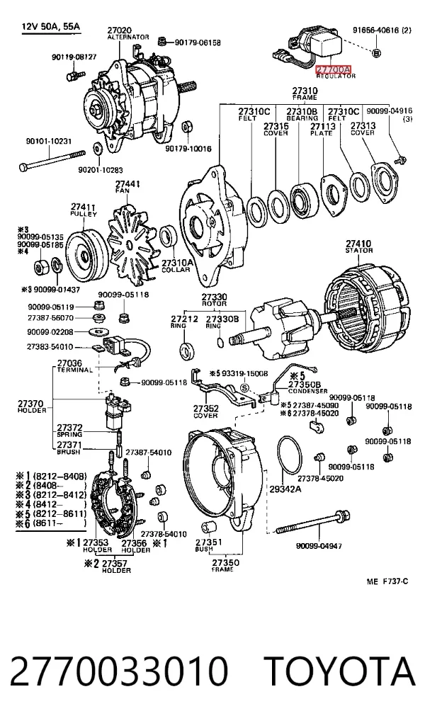 Regulator alternatora (przekaźnik ładowania) 2770033010 Toyota