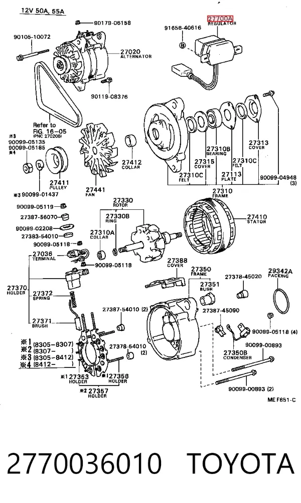 Regulator alternatora (przekaźnik ładowania) 2770036010 Toyota