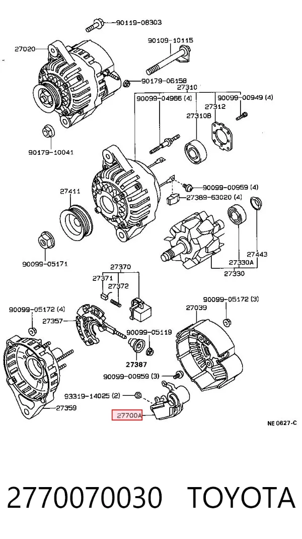 Regulator alternatora (przekaźnik ładowania) 2770070030 Toyota