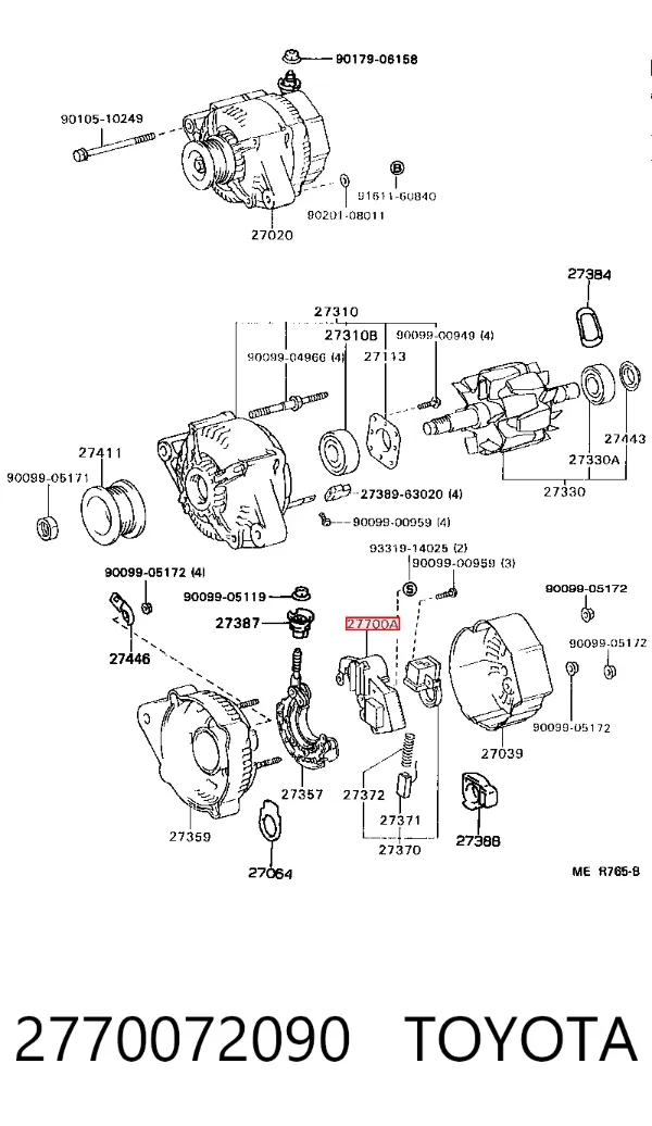 Regulator alternatora (przekaźnik ładowania) 2770072090 Toyota