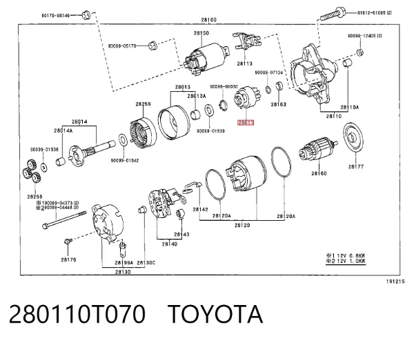 Bendiks rozrusznika 280110T070 Toyota