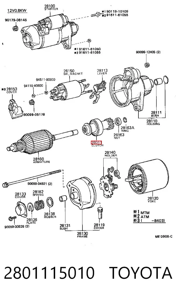 Bendiks rozrusznika 2801115010 Toyota