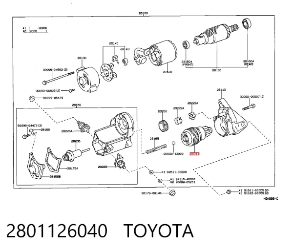 Bendiks rozrusznika 2801126040 Toyota