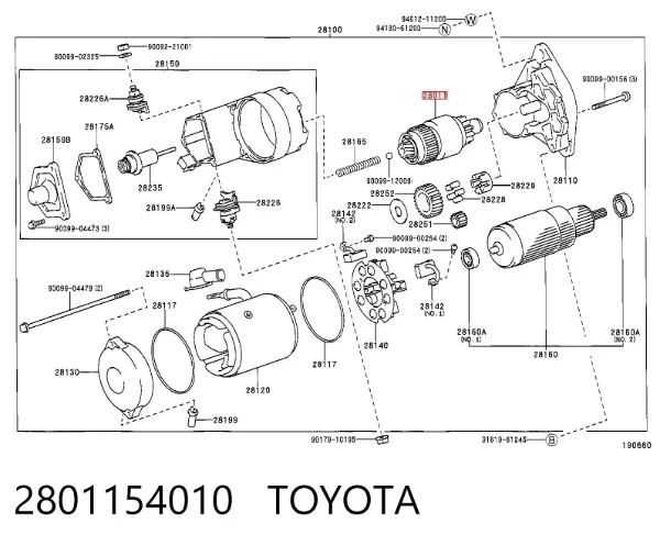Bendiks rozrusznika 2801154010 Toyota