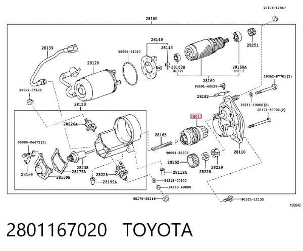 Bendiks rozrusznika 2801167020 Toyota