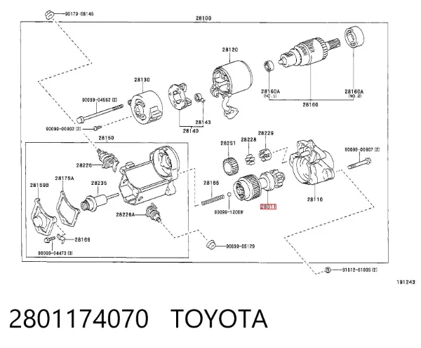 Bendiks rozrusznika 2801174070 Toyota