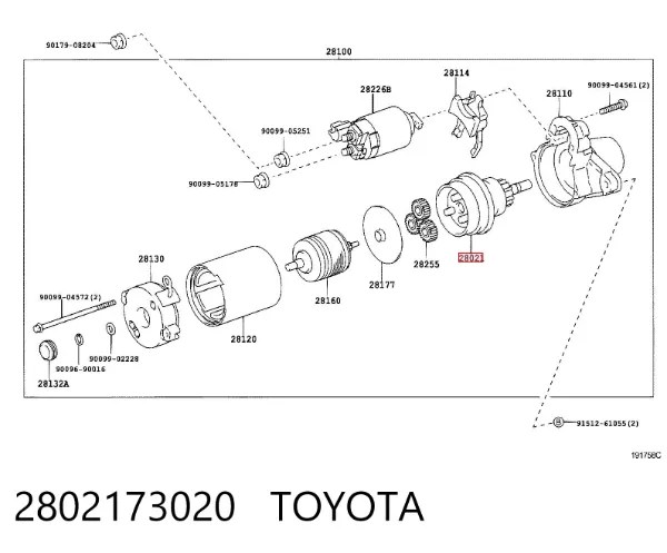 Bendiks rozrusznika 2802173020 Toyota