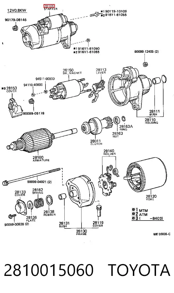 Rozrusznik 2810015060 Toyota