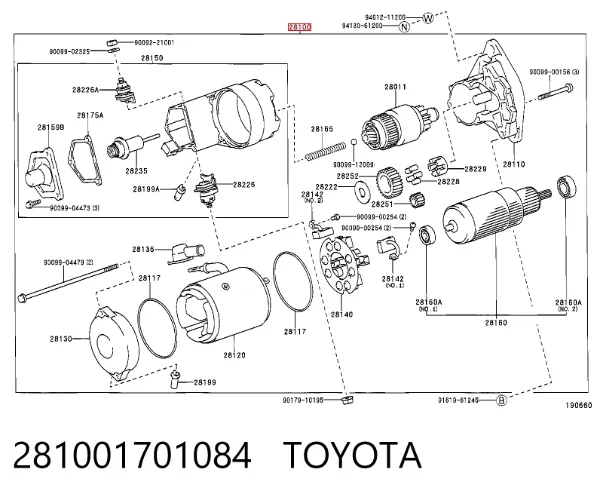 Rozrusznik 281001701084 Toyota