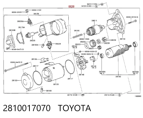 Rozrusznik 2810017070 Toyota
